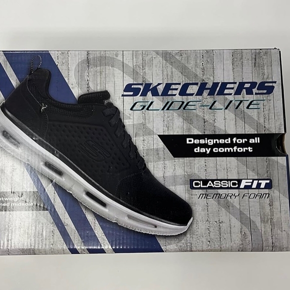 Skechers Glide-Lite Men's Classic Shoes Fit With Memory Foam (Navy, Medium 9.5) - Picture 12 of 16